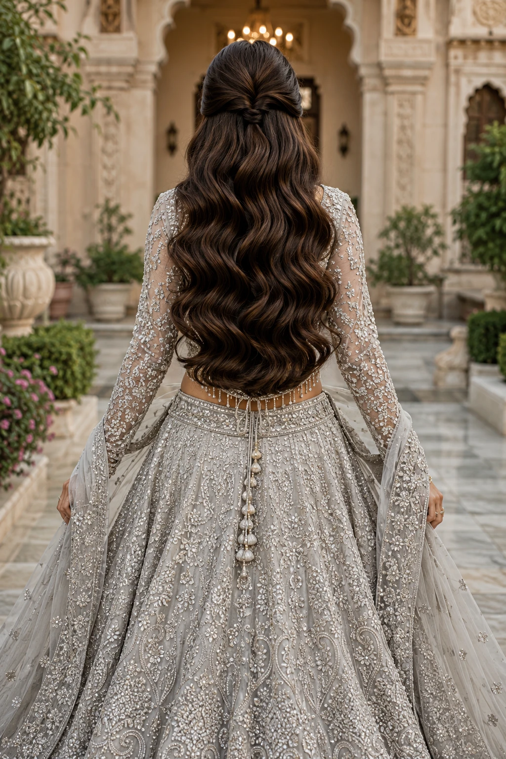 Half Up Bridal Waves with Face Framing Volume