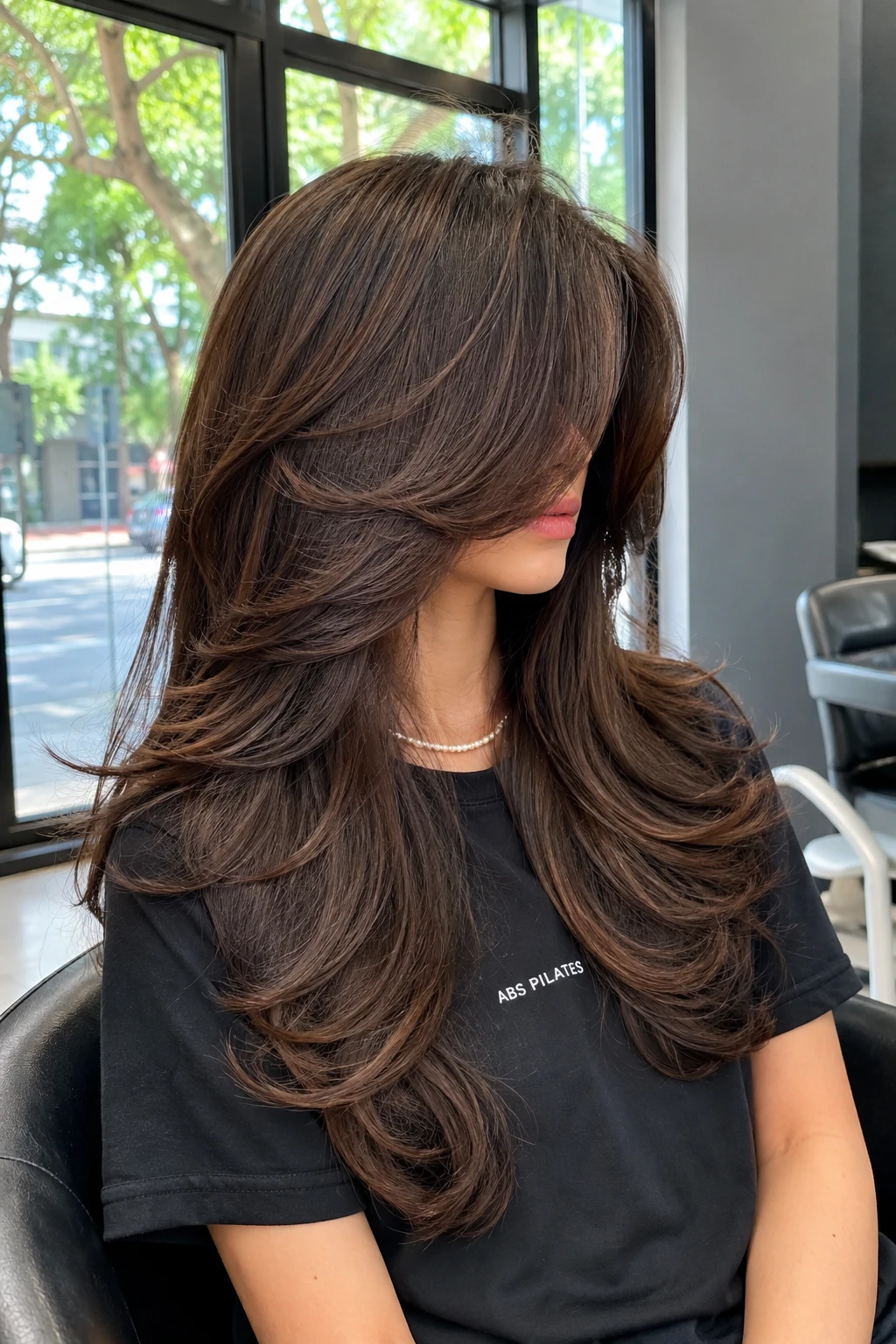 Layered Butterfly Cut with Face Framing Curtain Bangs