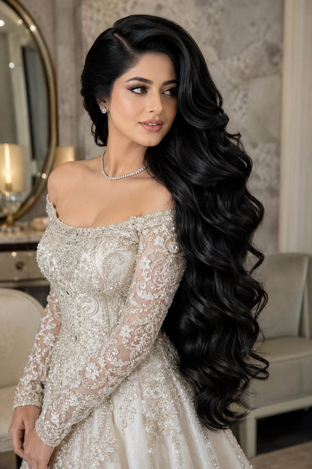 Deep Side Part Glam Waves