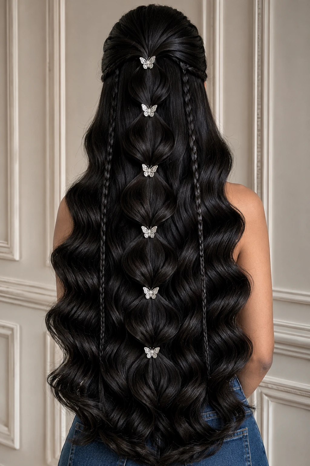 Bubble Braid Style with Butterfly Clips