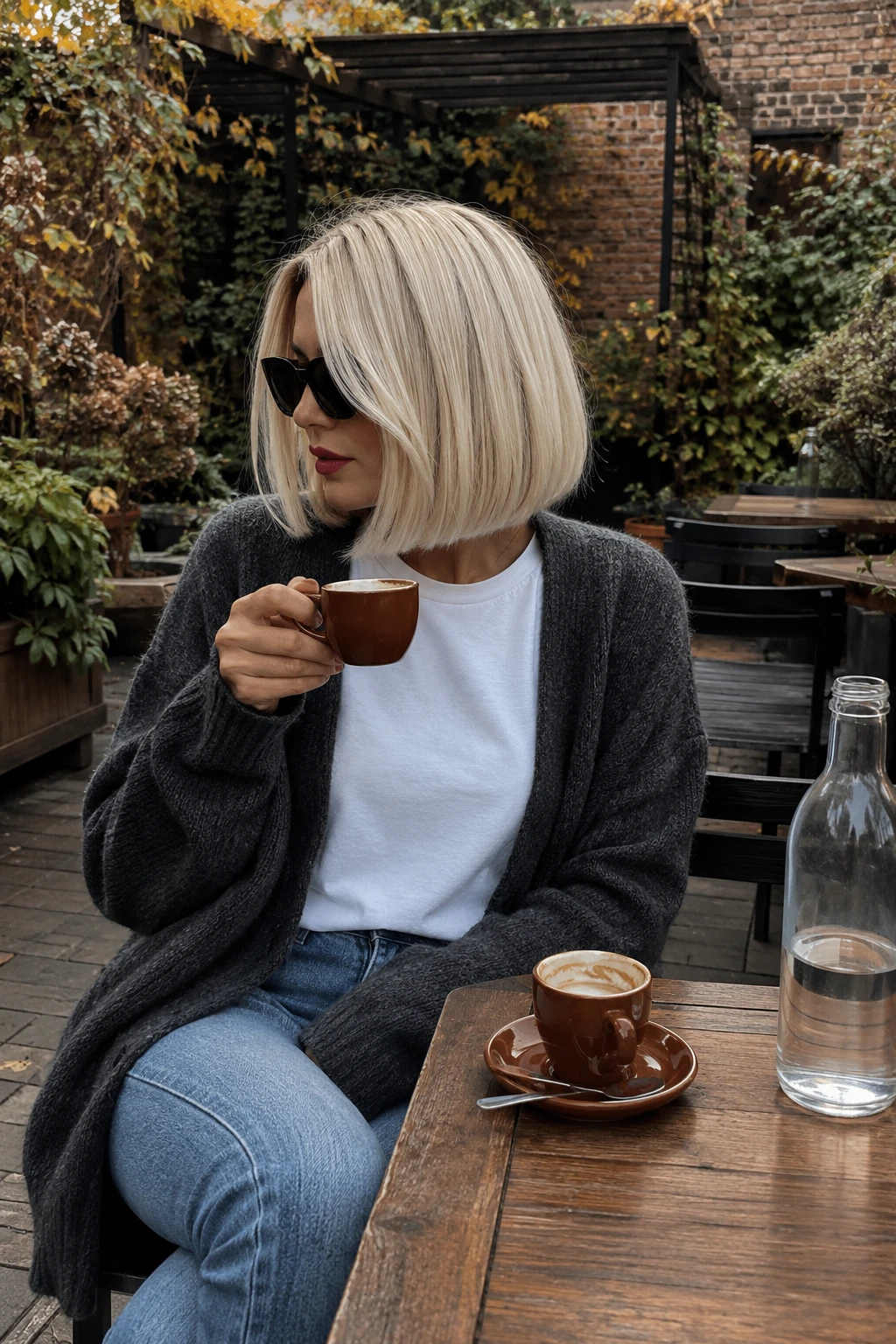 Sleek Platinum Blonde Blunt Bob