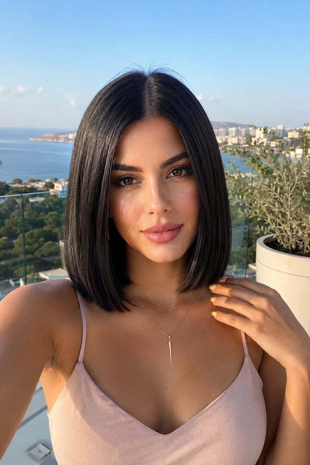 Sleek Jet Black Blunt Lob