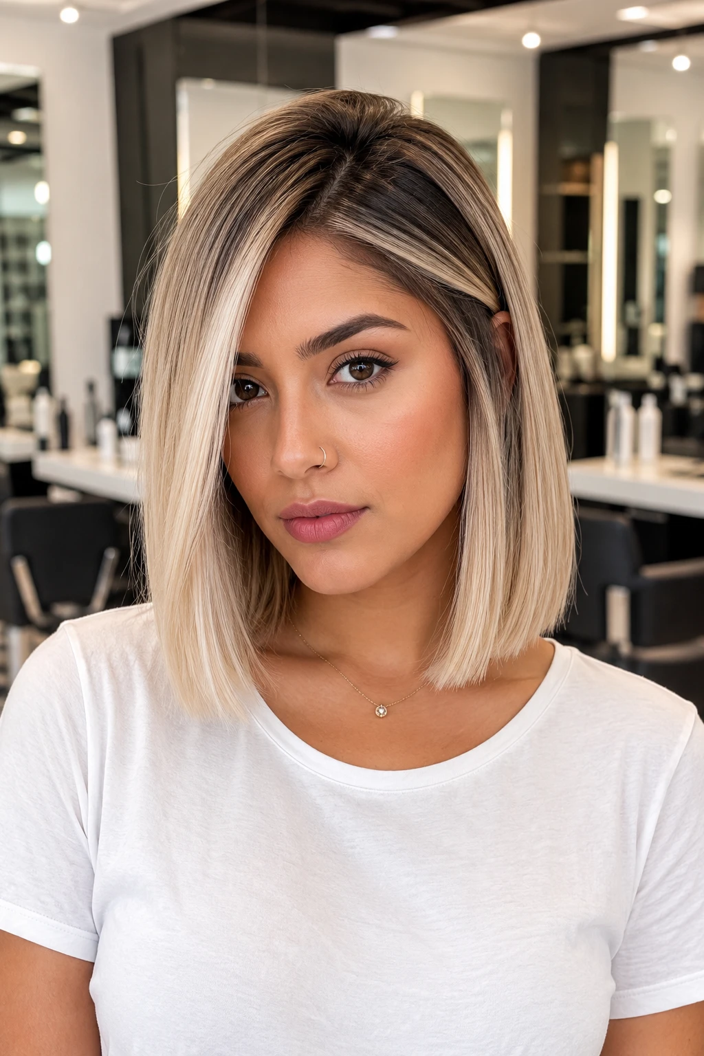 Sleek Straight Bob with Root Melt