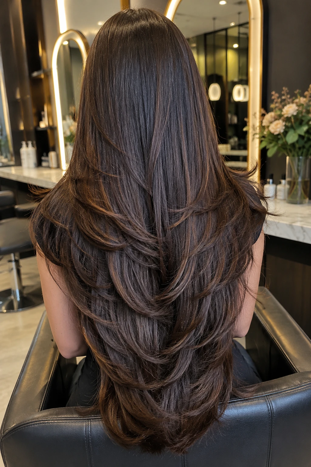 Salon-Chair Reveal of Dimensional Brown Butterfly Layers