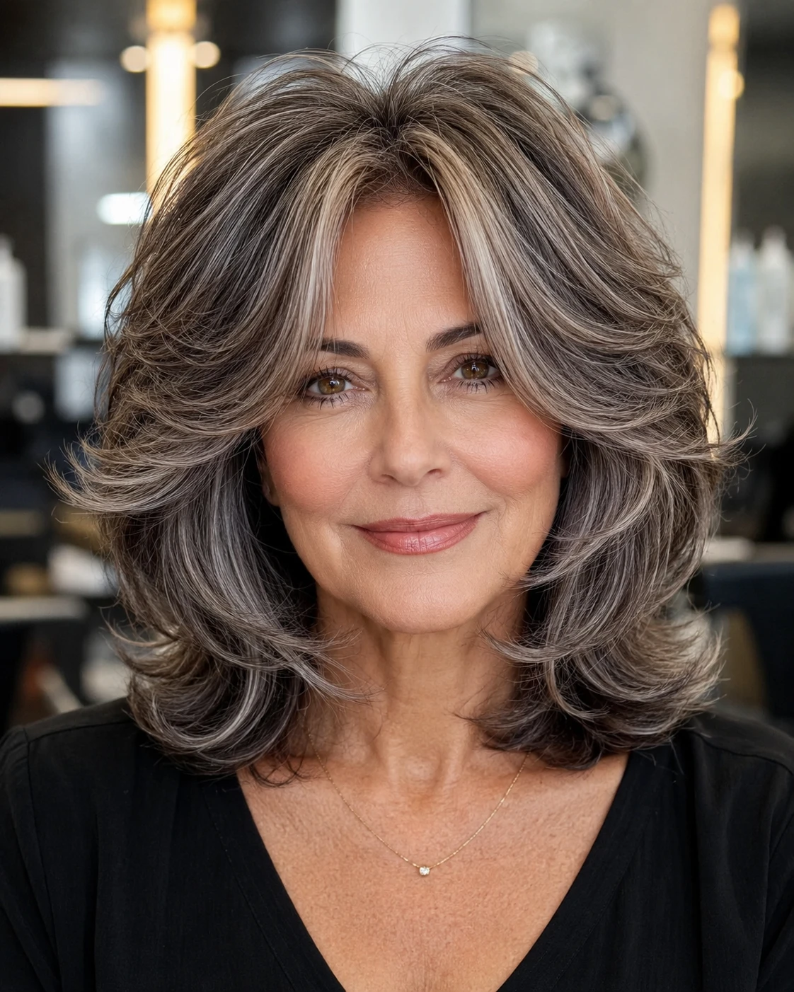 Feathered Layers with Silver Highlights