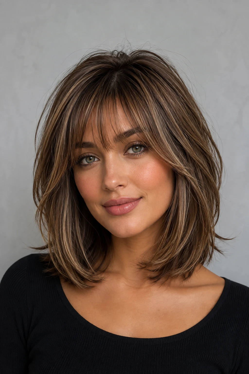 Wispy Bangs with Balayage Layers