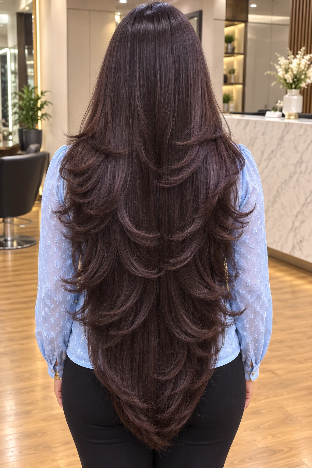 Marble Counter Backdrop V-Shaped Plum Brown Layers