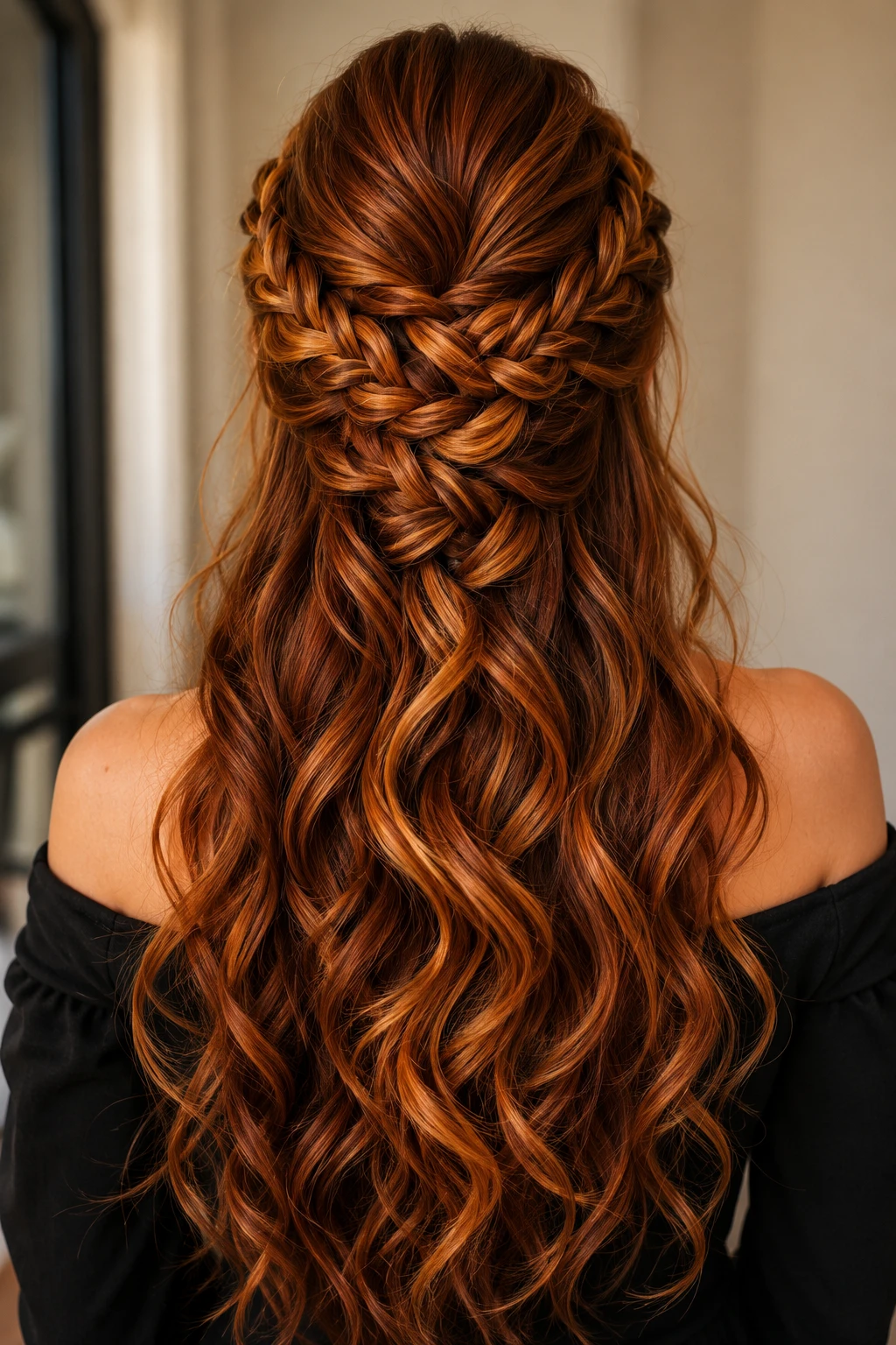 Woven Braid Half-Up with Copper Waves
