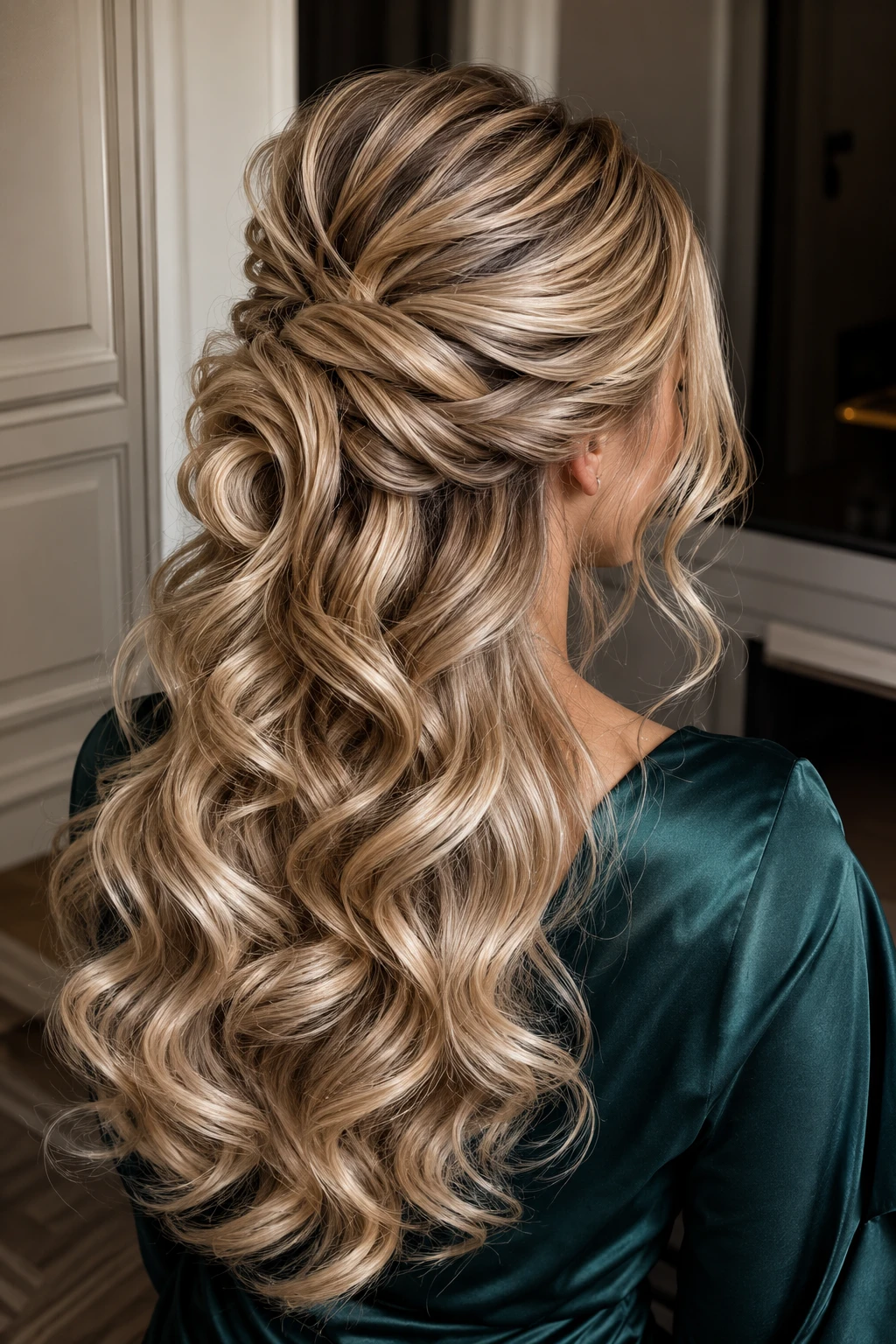 Twisted Half-Up with Voluminous Curls