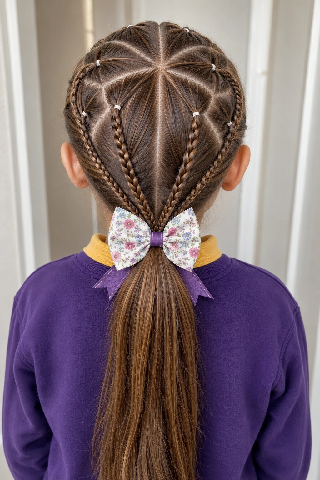 Star Braided Ponytail with Floral Bow