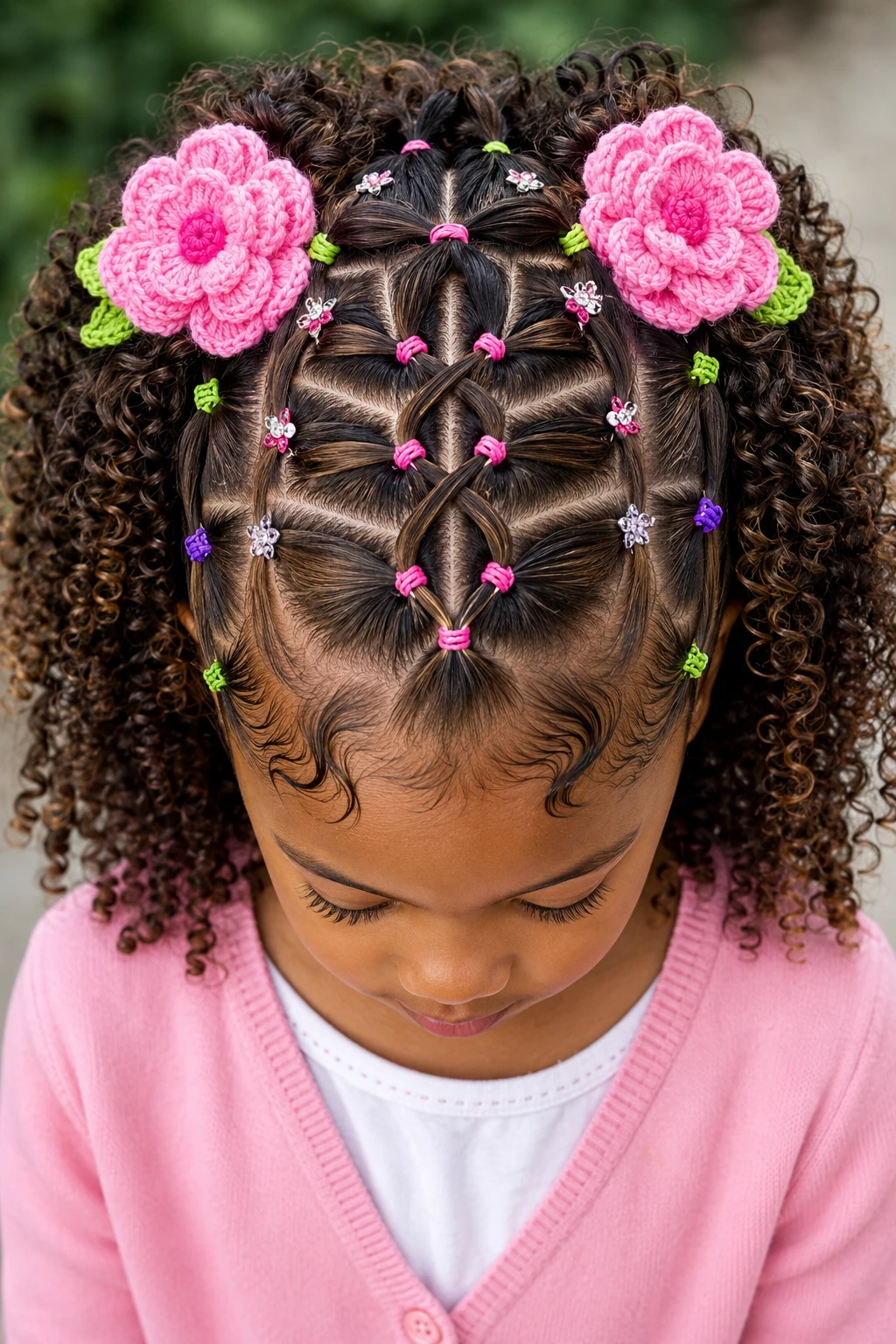 Woven Crown Braid with Crochet Flowers