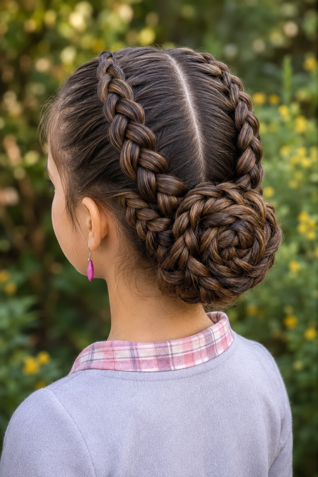 Double Dutch Braid Rosette Bun