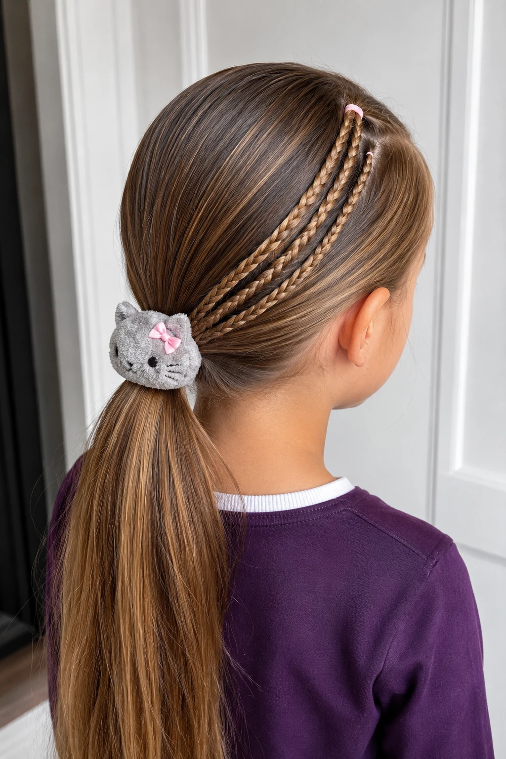 Side Braid Accent Ponytail with Kitty Clip