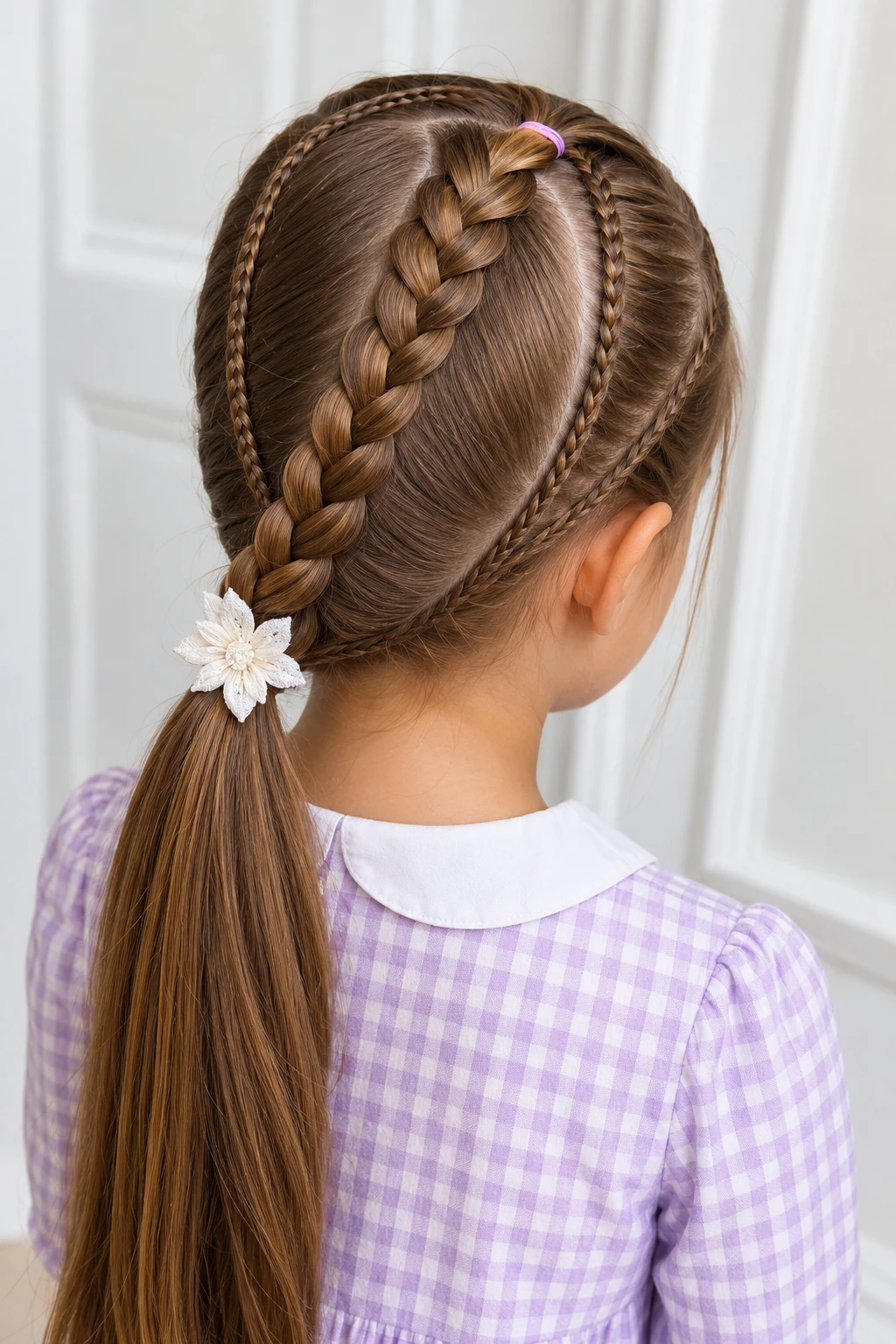 Layered Braid Ponytail with Lace Flower