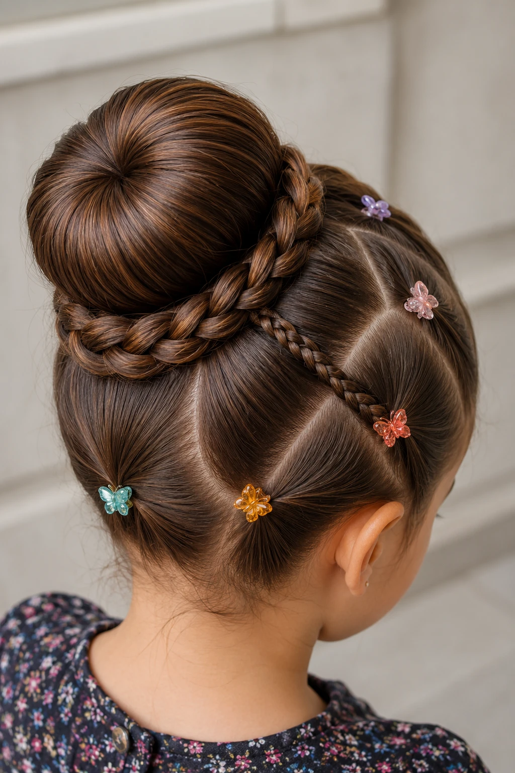 Diamond Section Bun with Butterfly Clips