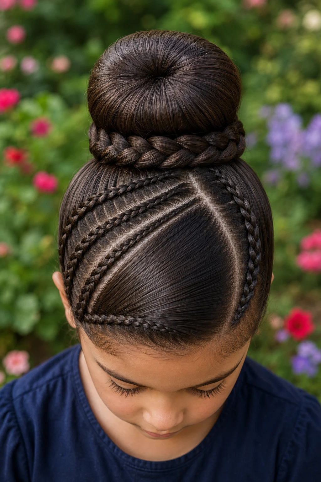 Diagonal Braid Bun with Woven Wrap