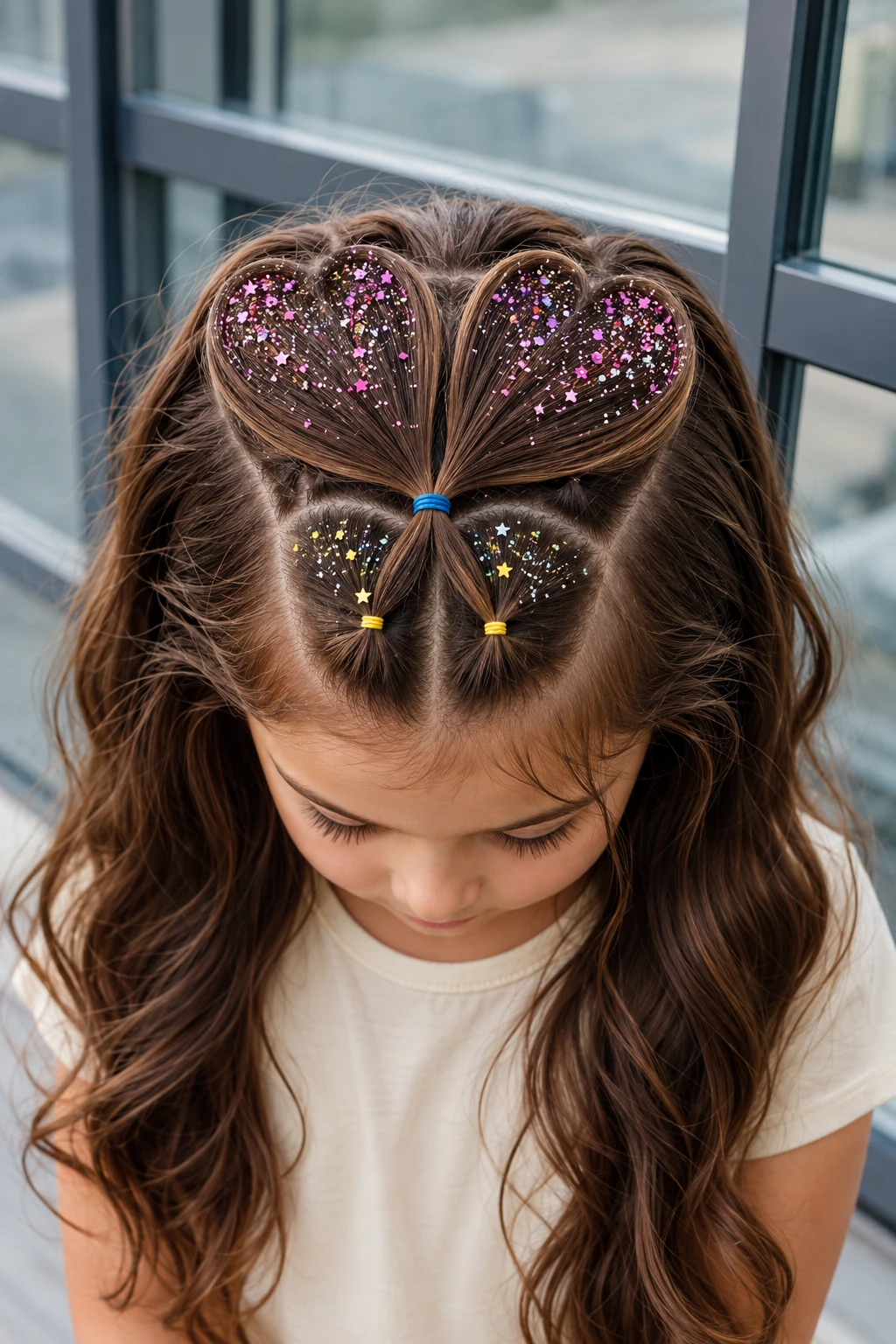 Glitter Star Section Half-Up with Loose Waves