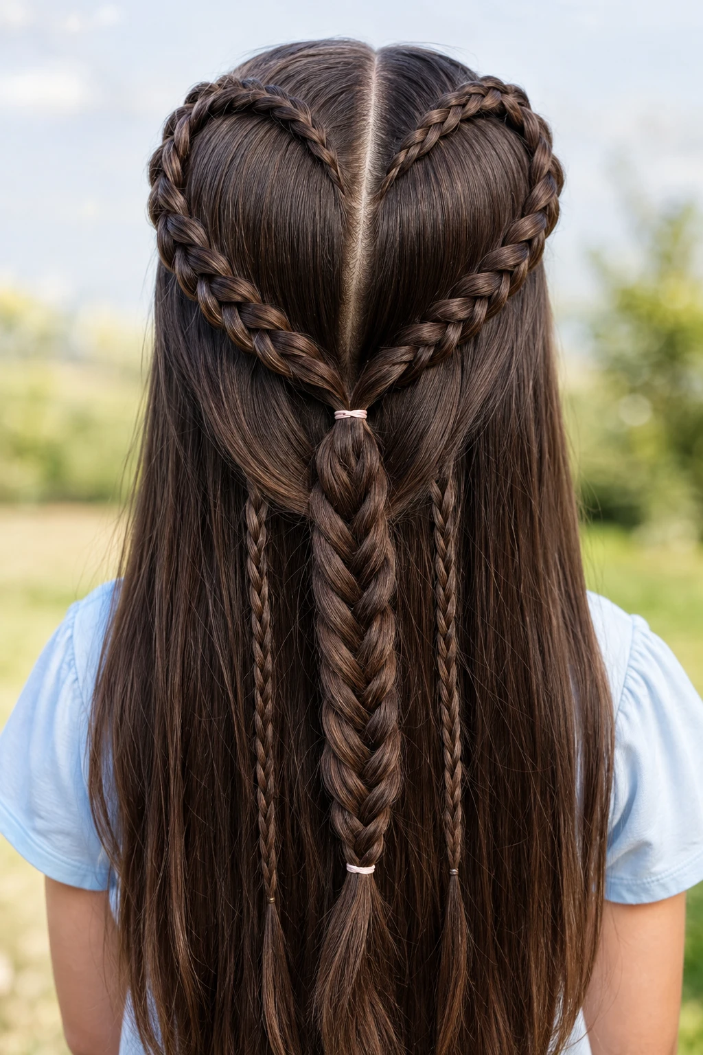 Heart Braid Half-Up with Trailing Mini Braids
