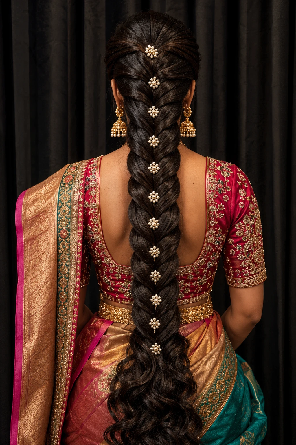 Fishtail Braid with Pearl Cluster Accents