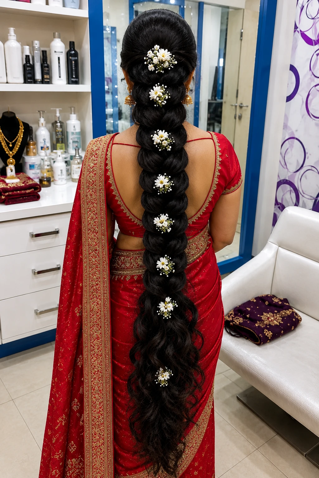 Chunky Braid with Daisy Flower Accents