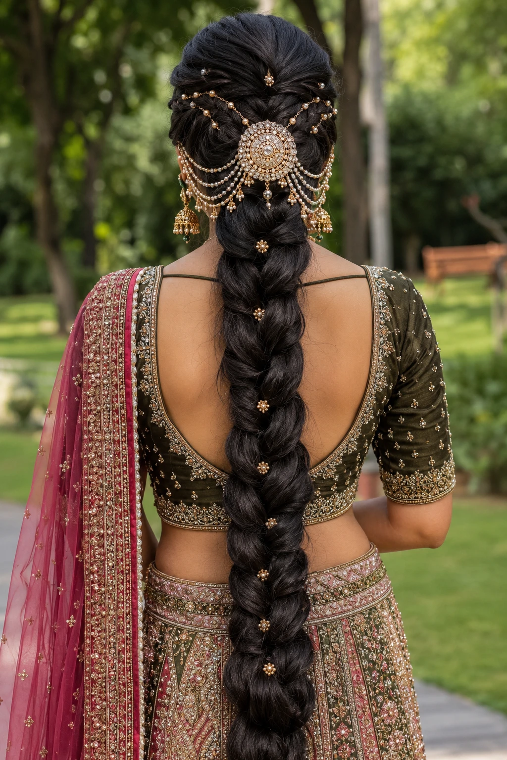 Rope Braid with Kundan Maang Tikka Chain Detail