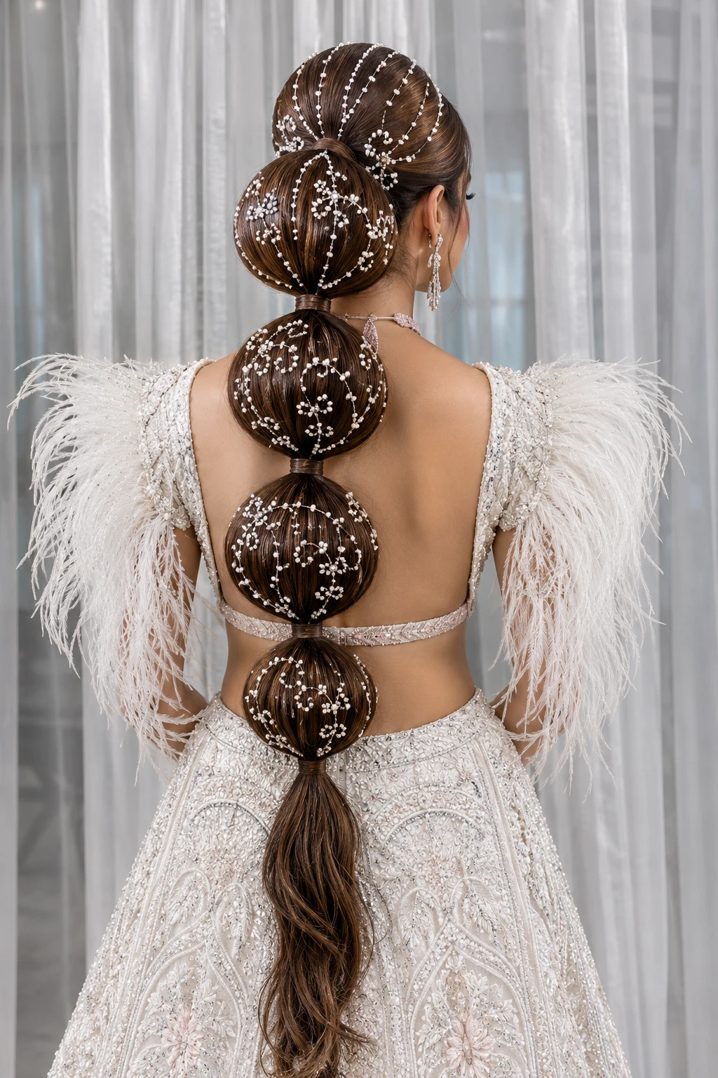 Bubble Ponytail with Pearl Embellishments