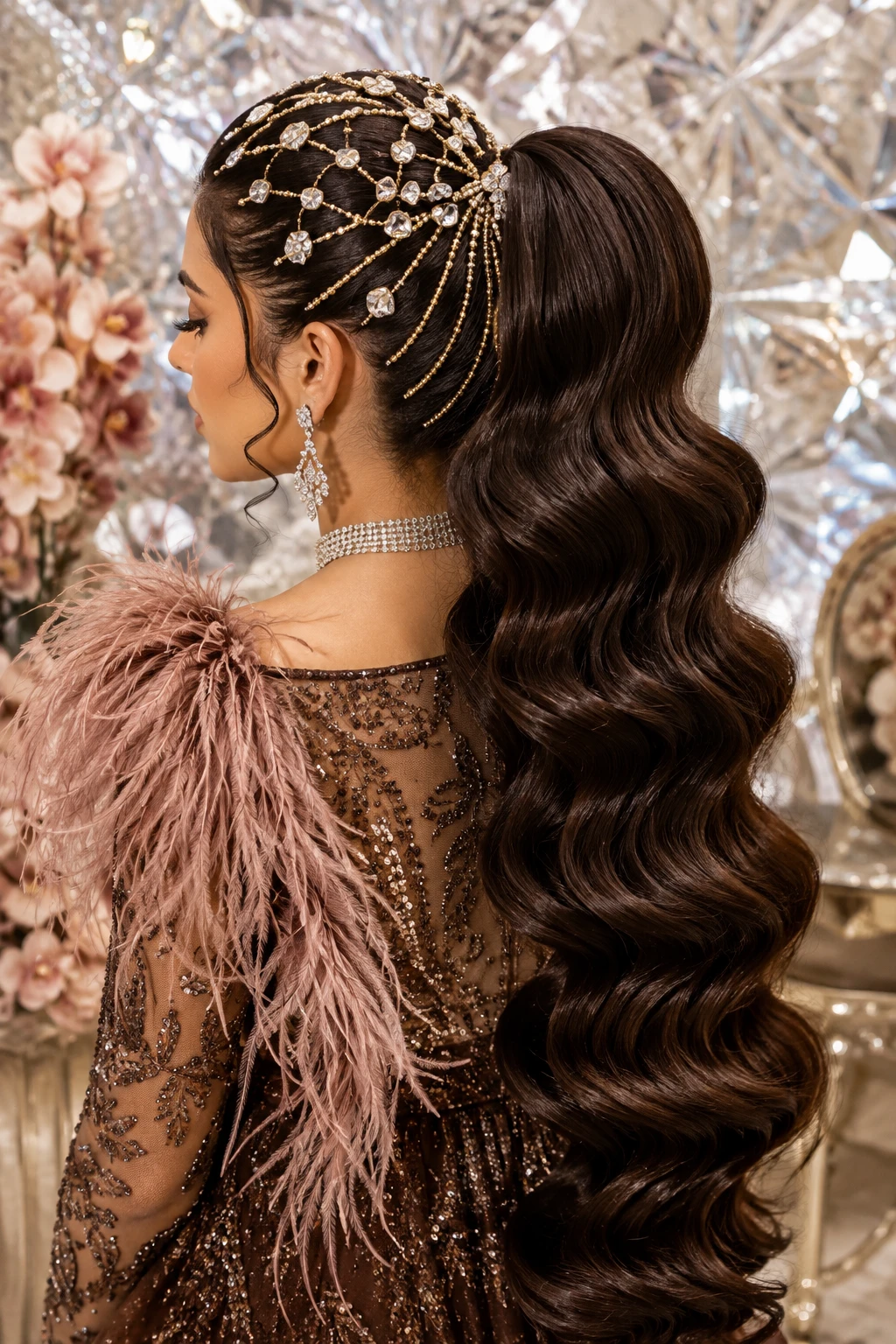 Sleek High Ponytail with Glam Waves