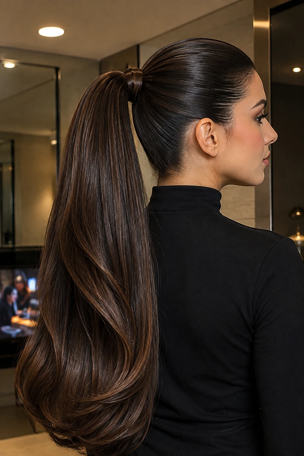 Sleek High Ponytail with Flipped Ends