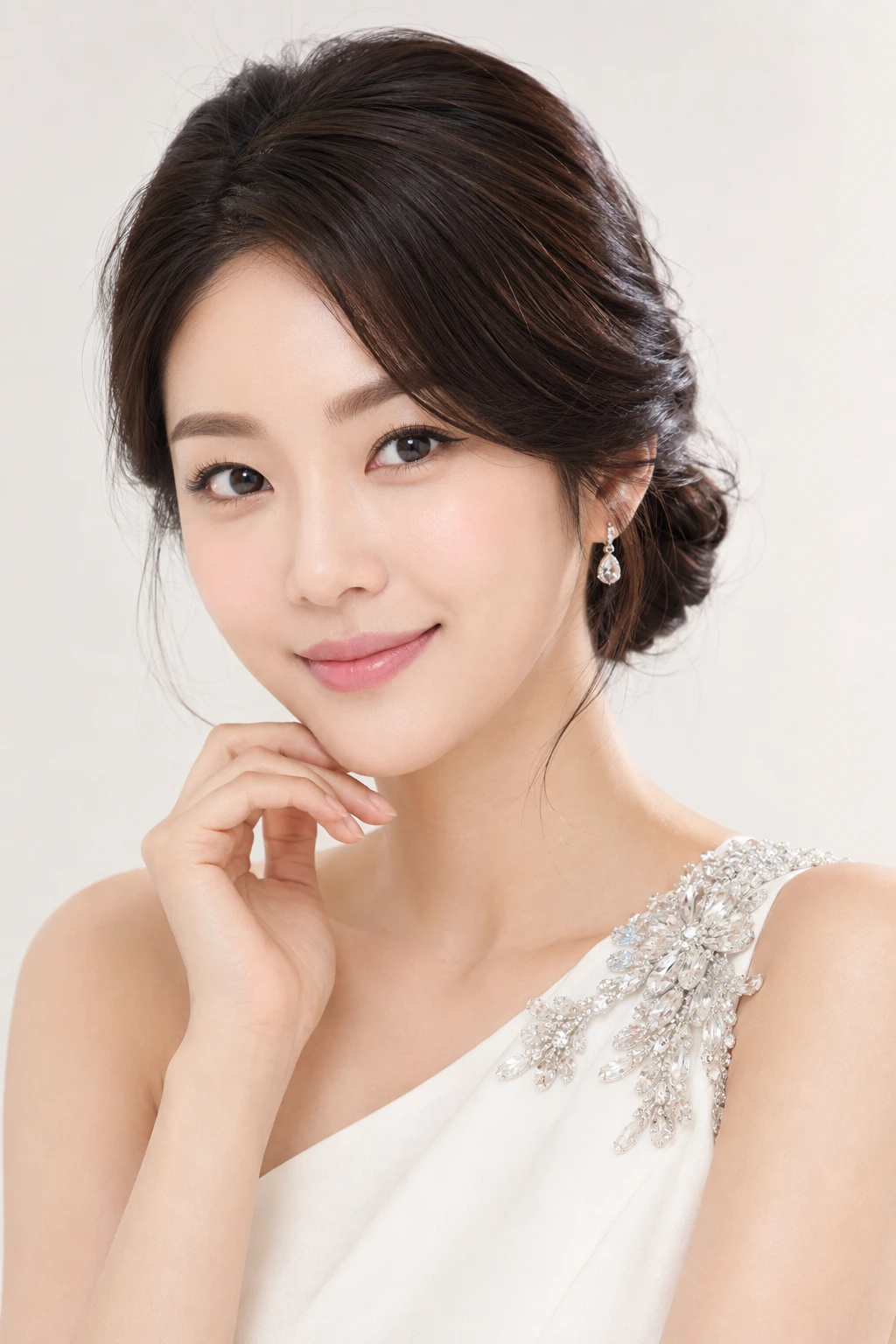 Sleek Side-Parted Low Chignon