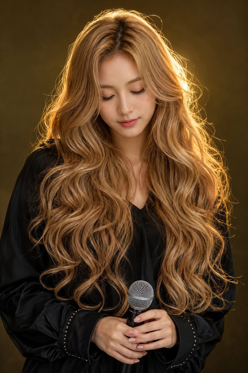 Golden Balayage Curls with Deep Waves