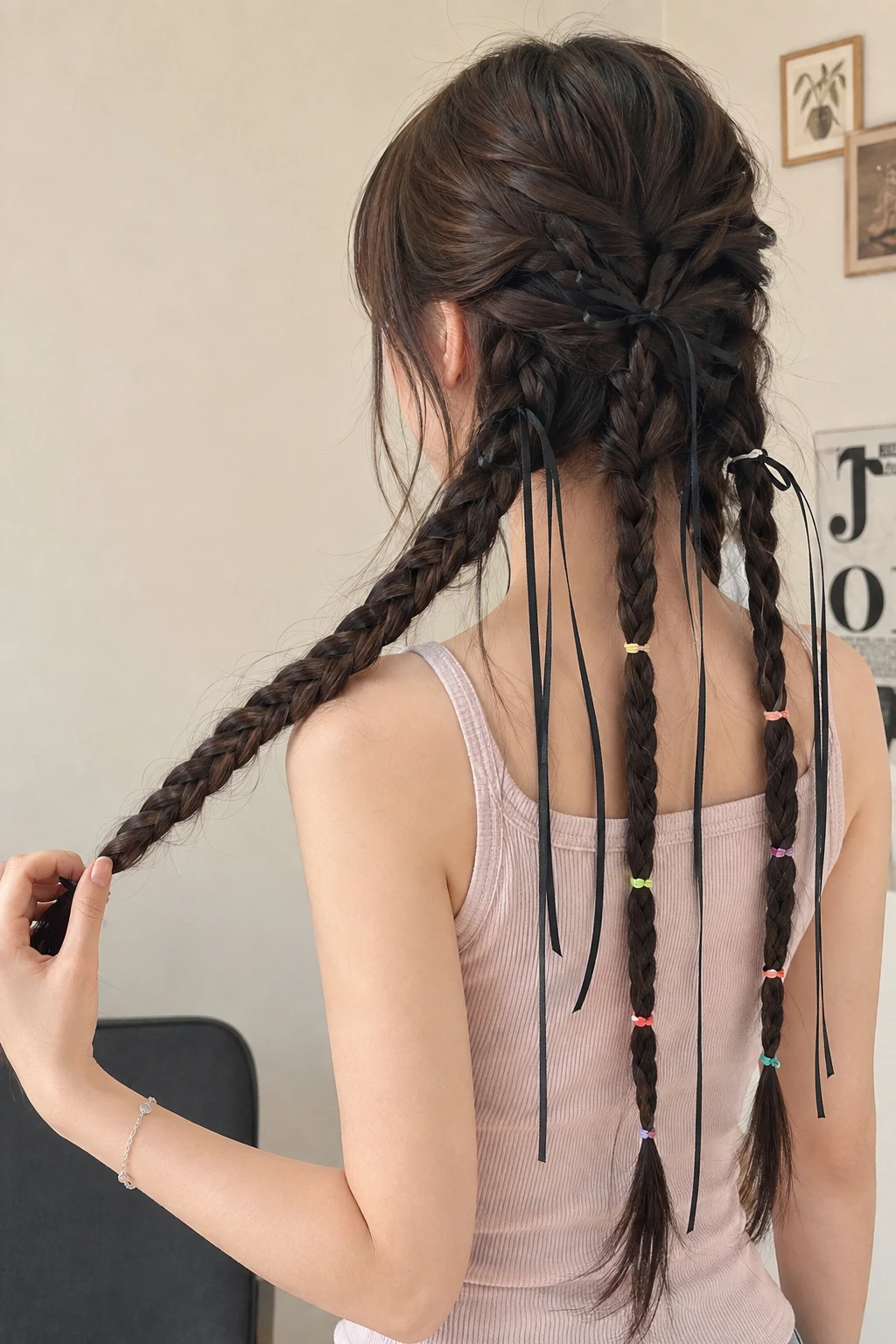 Triple Braids with Colorful Bead Accents