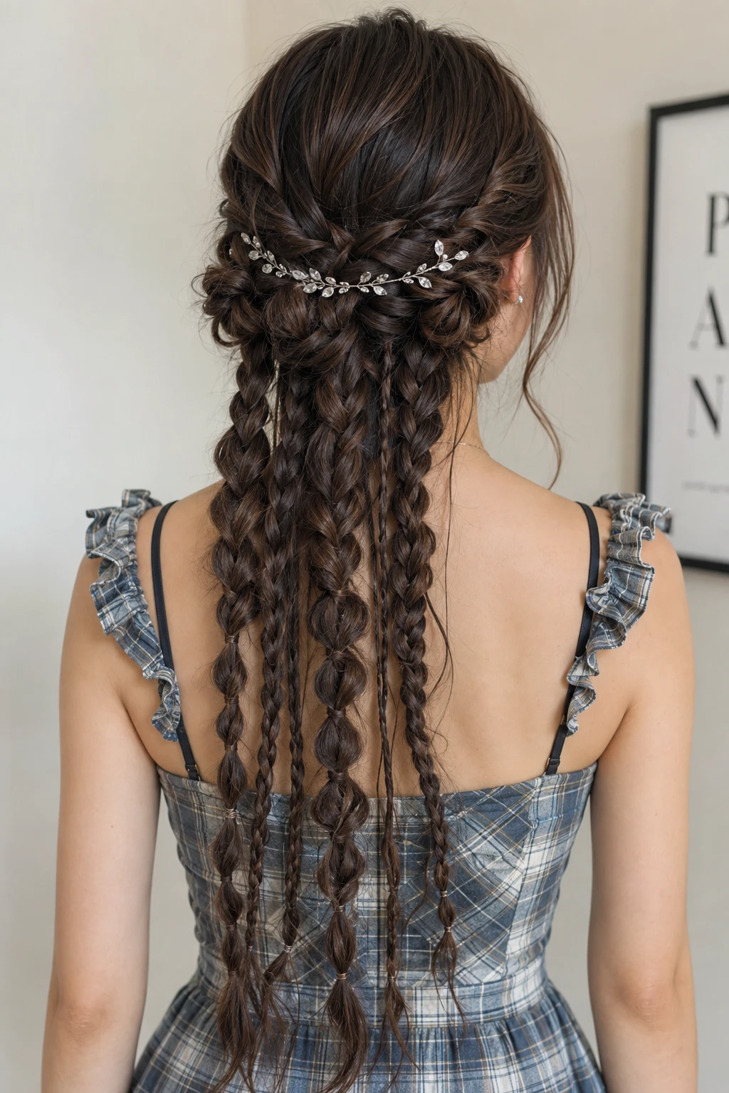 Multi-Braided Half-Up with Crystal Hair Vine