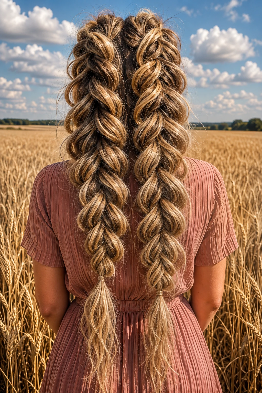 Golden Wheat Field Braided Pigtails