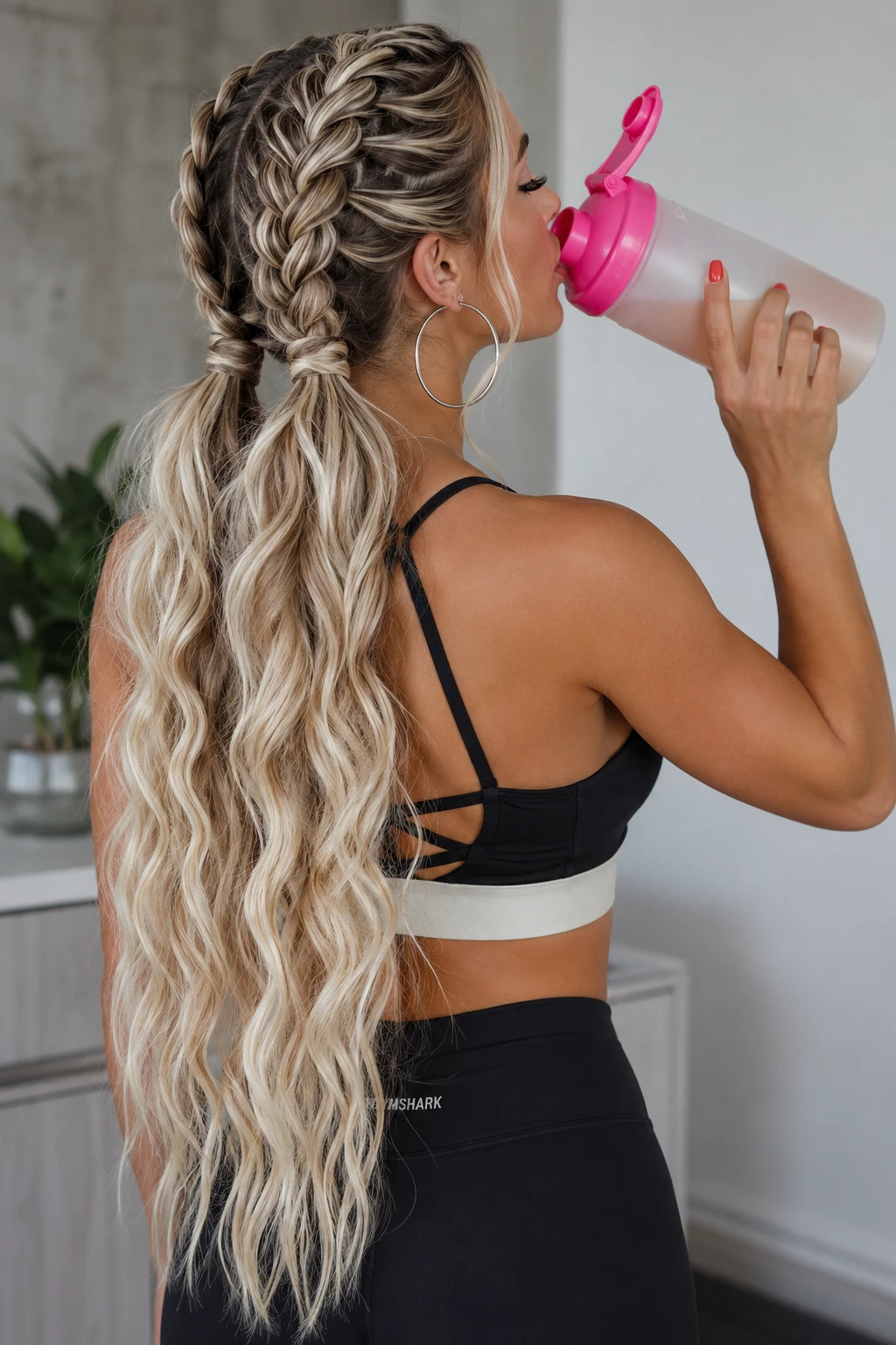 Braided Wavy Pigtails for Active Wear