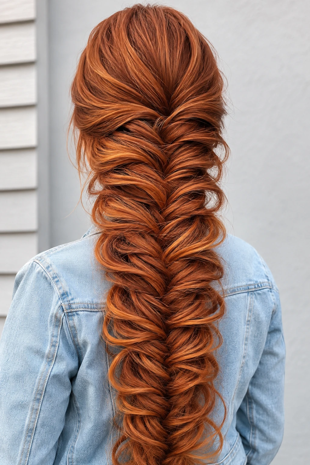 Copper Fishtail Braid with Loose Texture