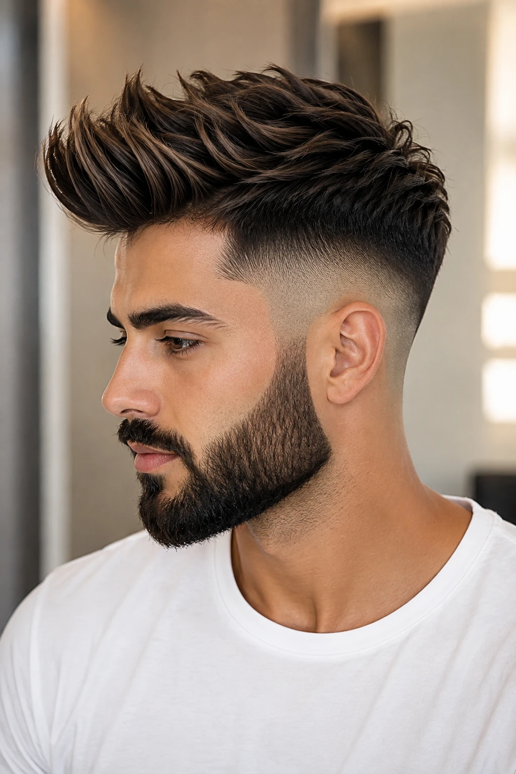 Textured Spiky Quiff with High Skin Fade