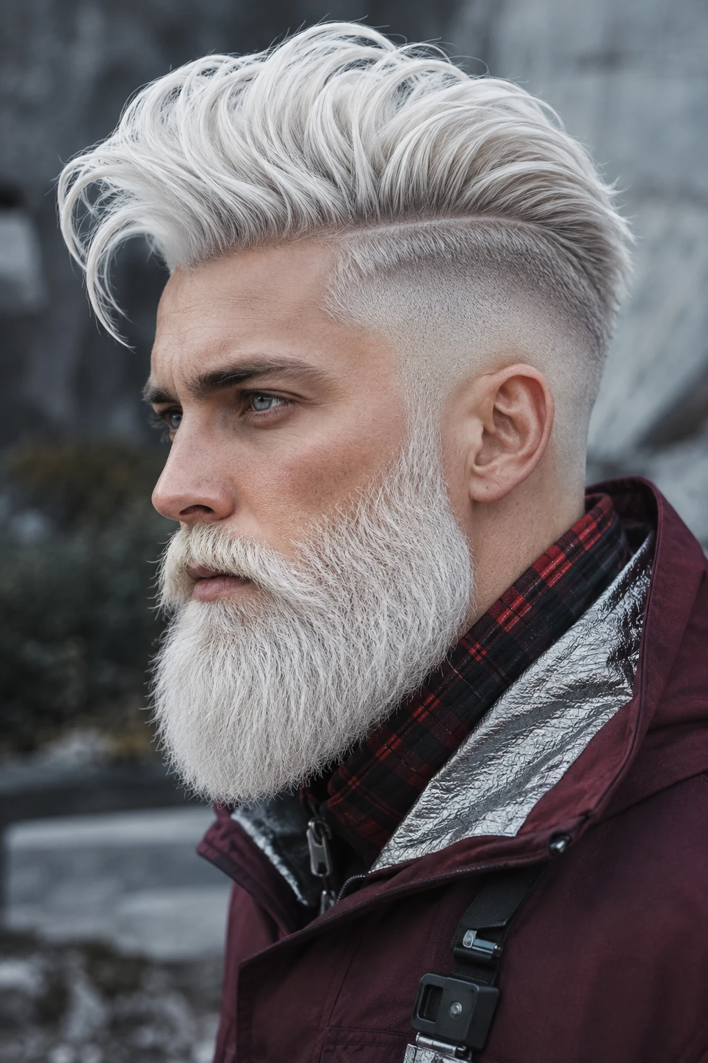 Silver Fox Undercut with Full Beard