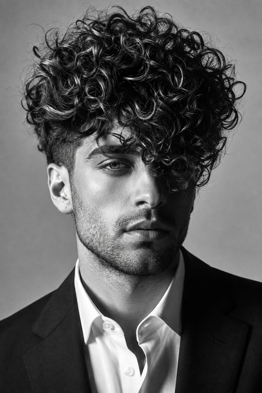 High Volume Curly Top with Tapered Sides