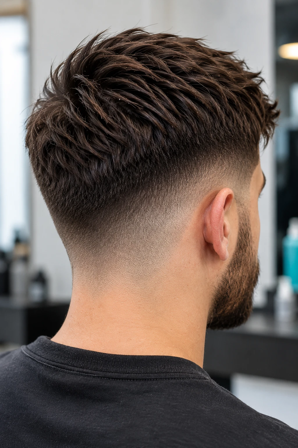 Textured Crop with Low Taper Fade, Back View