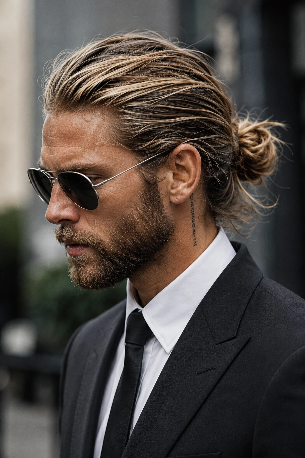 Blonde Low Bun with Tousled Front