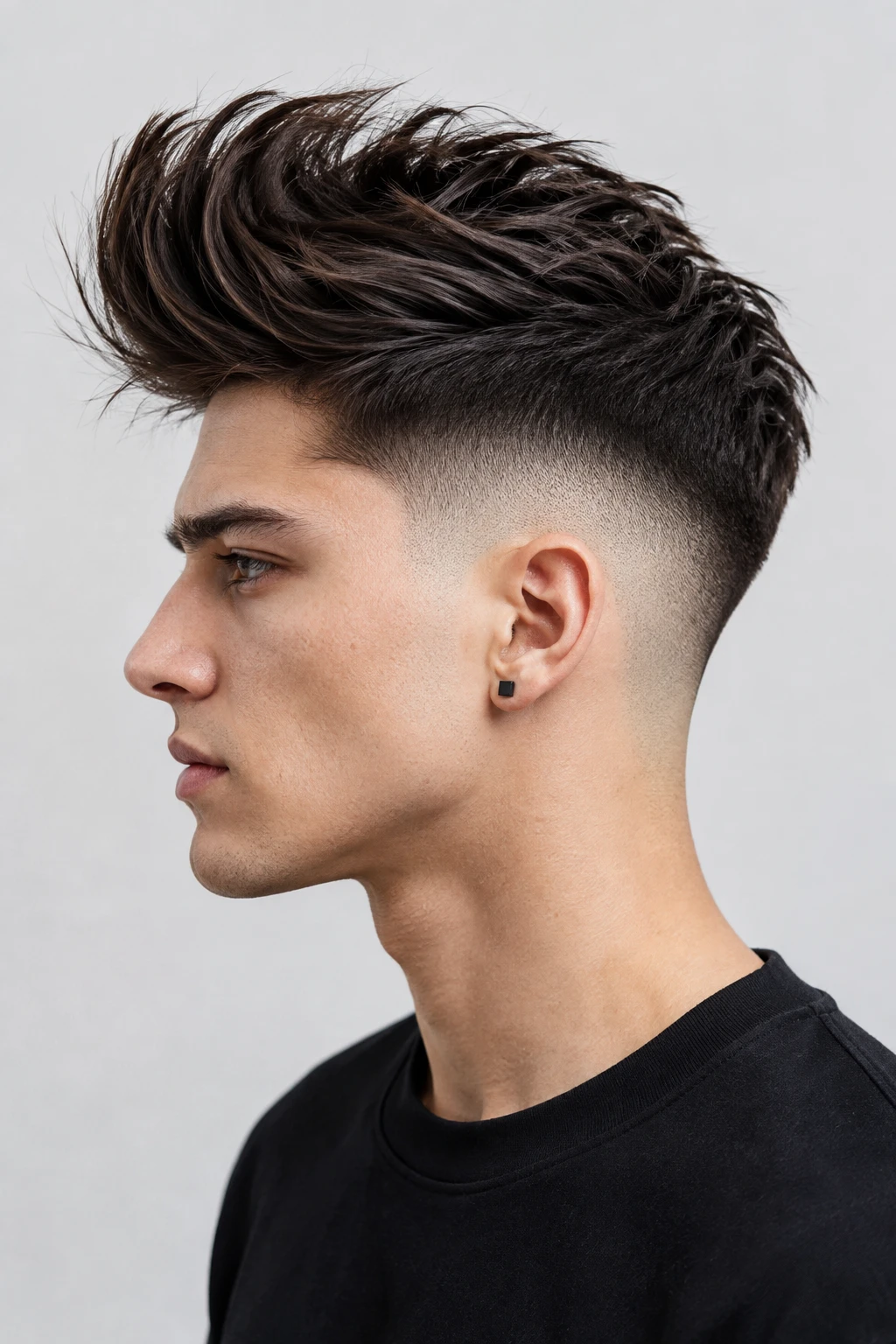 Spiky Textured Fauxhawk with High Fade