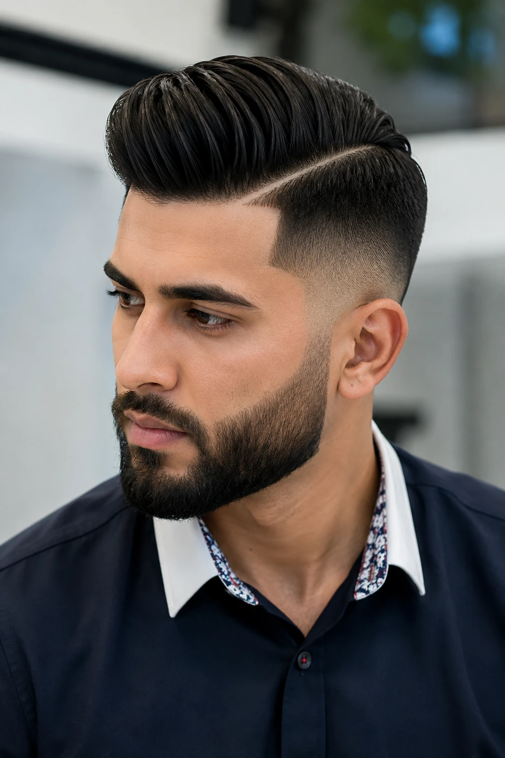Glossy Pompadour with Zigzag Part