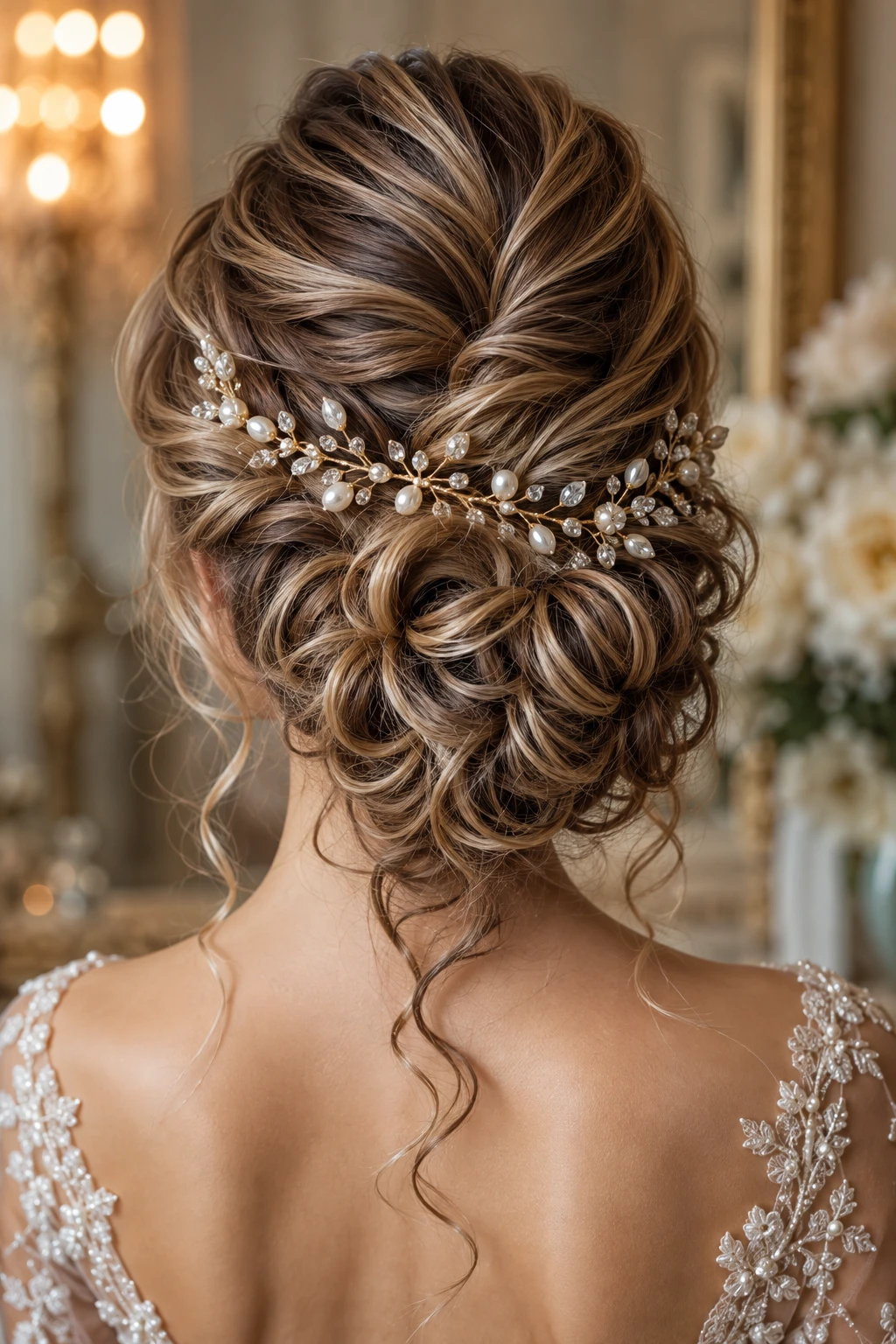 Pearl Vine Textured Rose Bun