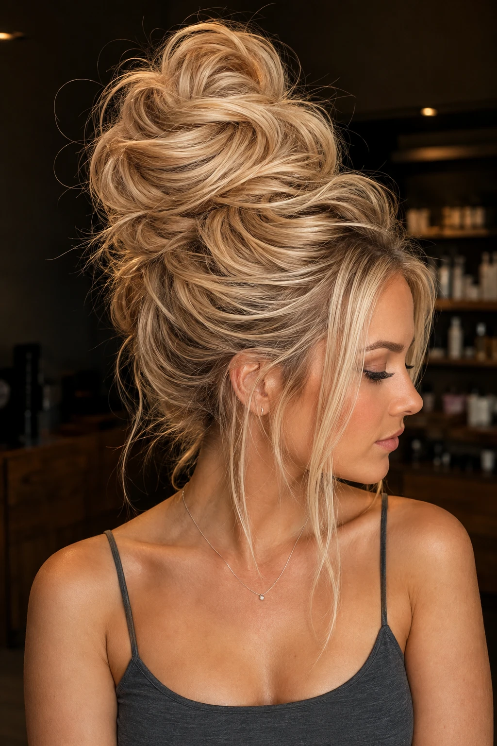Voluminous High Messy Bun