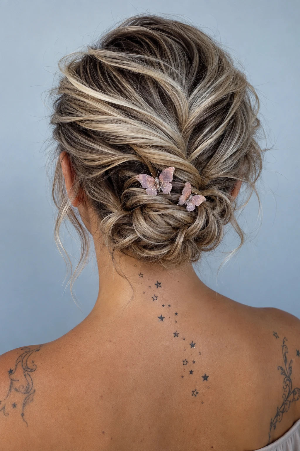 Butterfly Pin Twisted Messy Bun