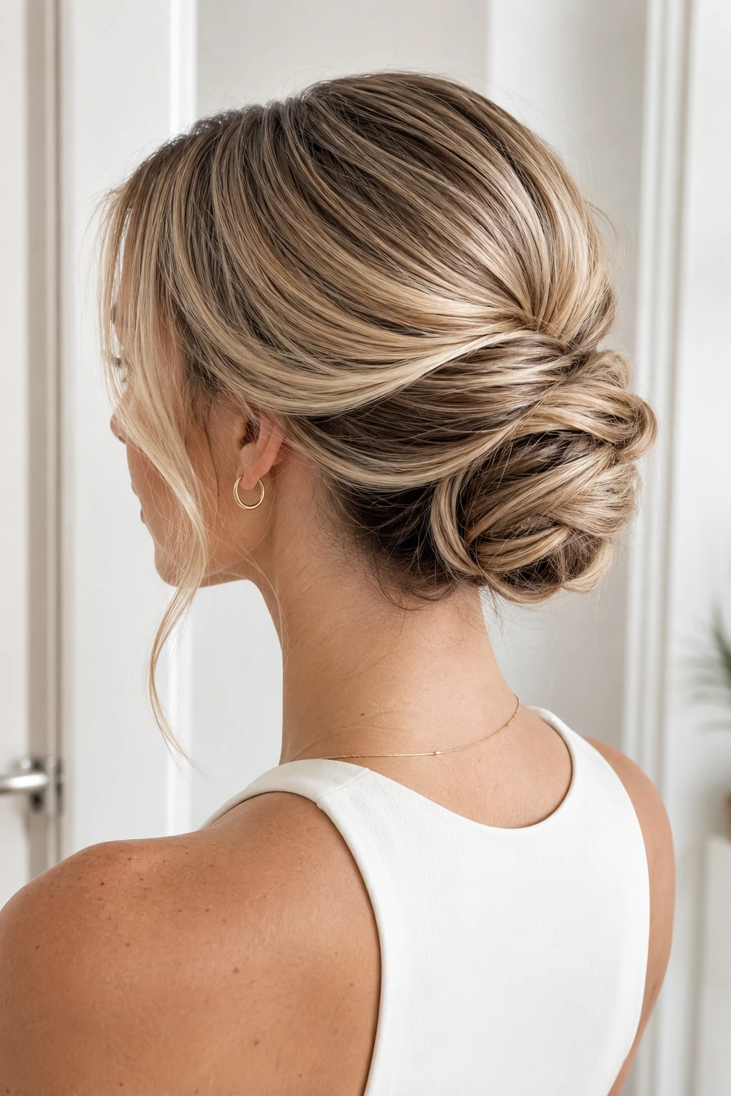Sleek Swept Back Twisted Bun