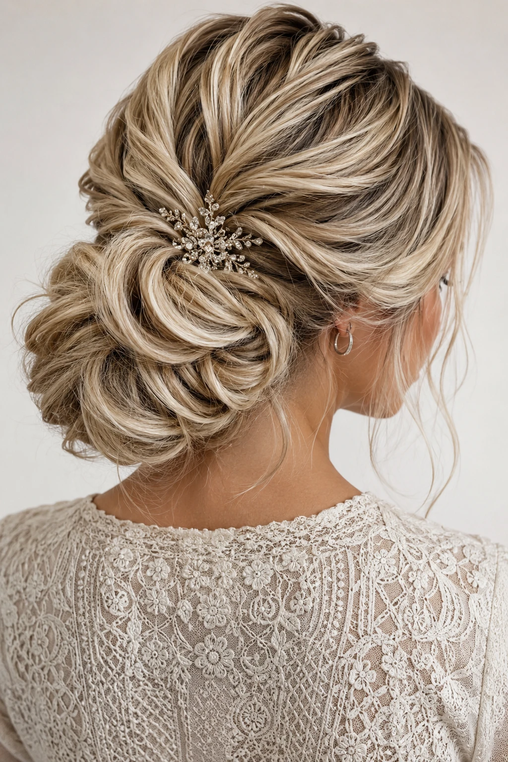 Crystal Star Pin Twisted Low Bun