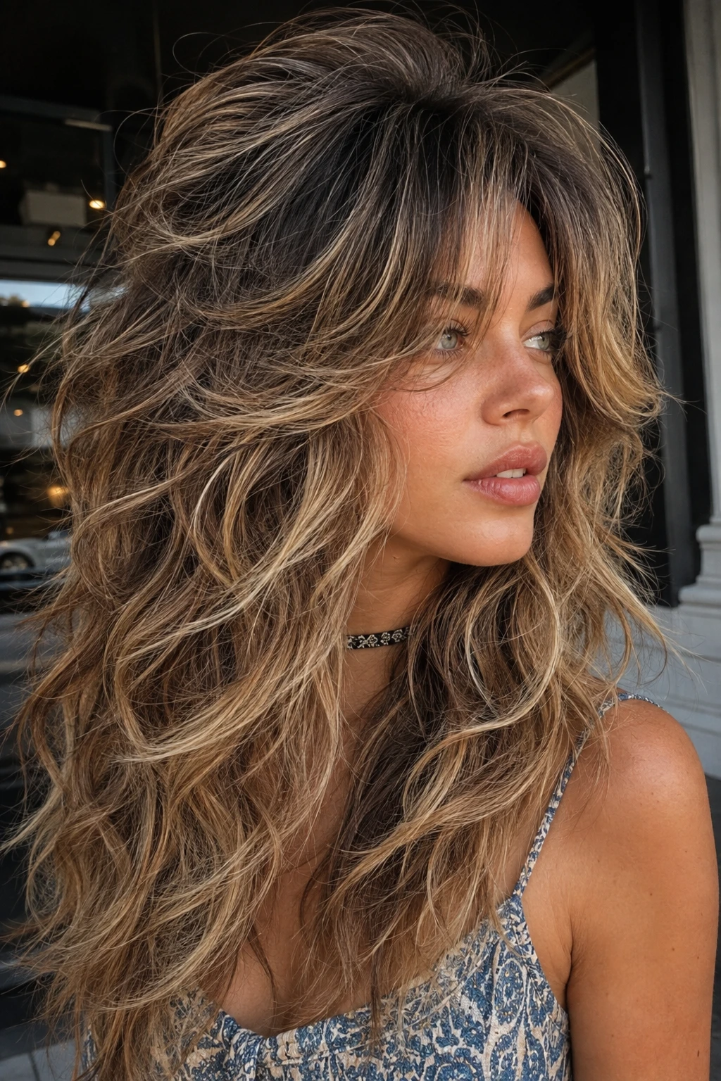 Balayage Waves Layered Mullet