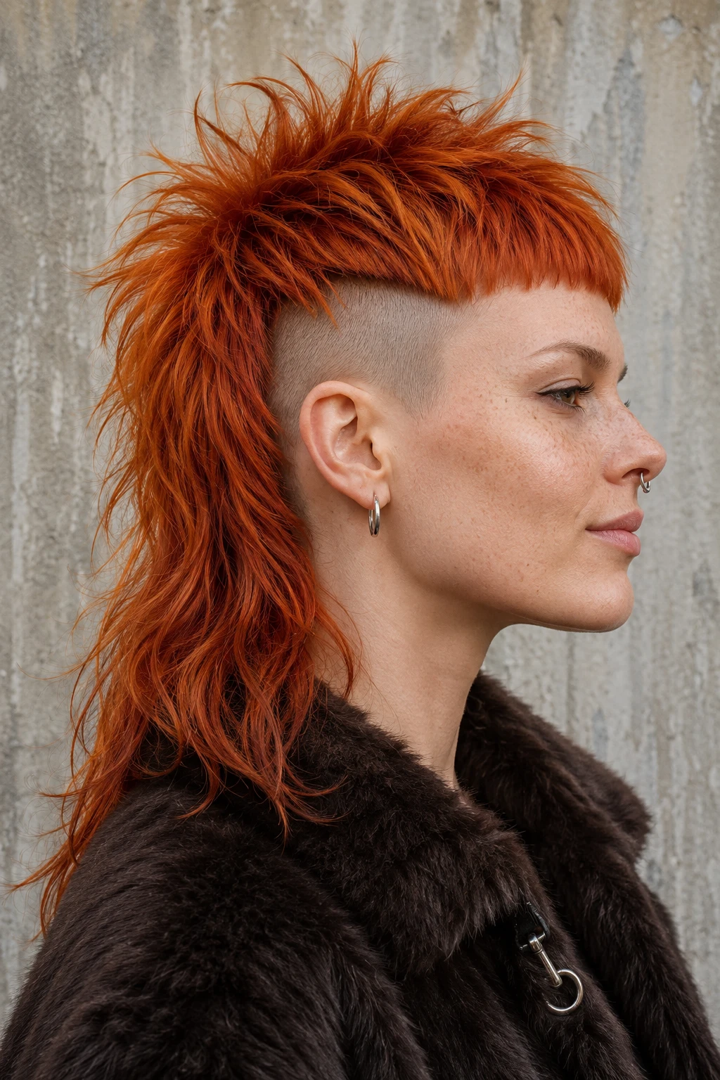 Fiery Orange Shaved Side Mullet
