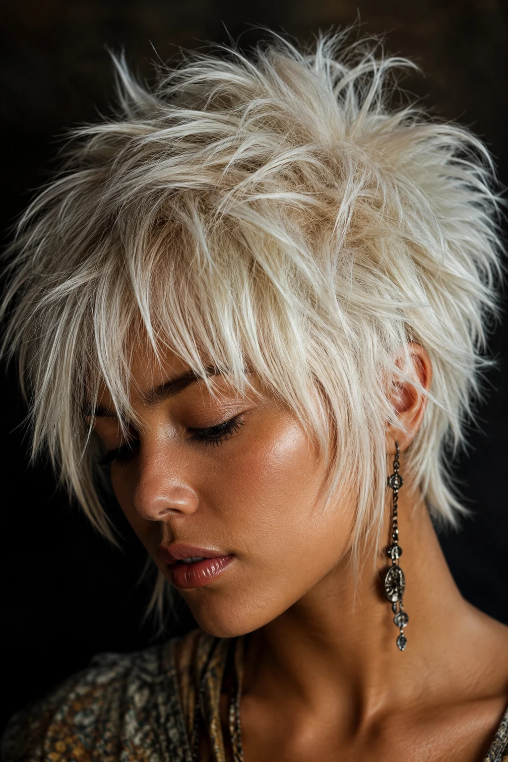 Platinum Blonde Cropped Pixie Mullet